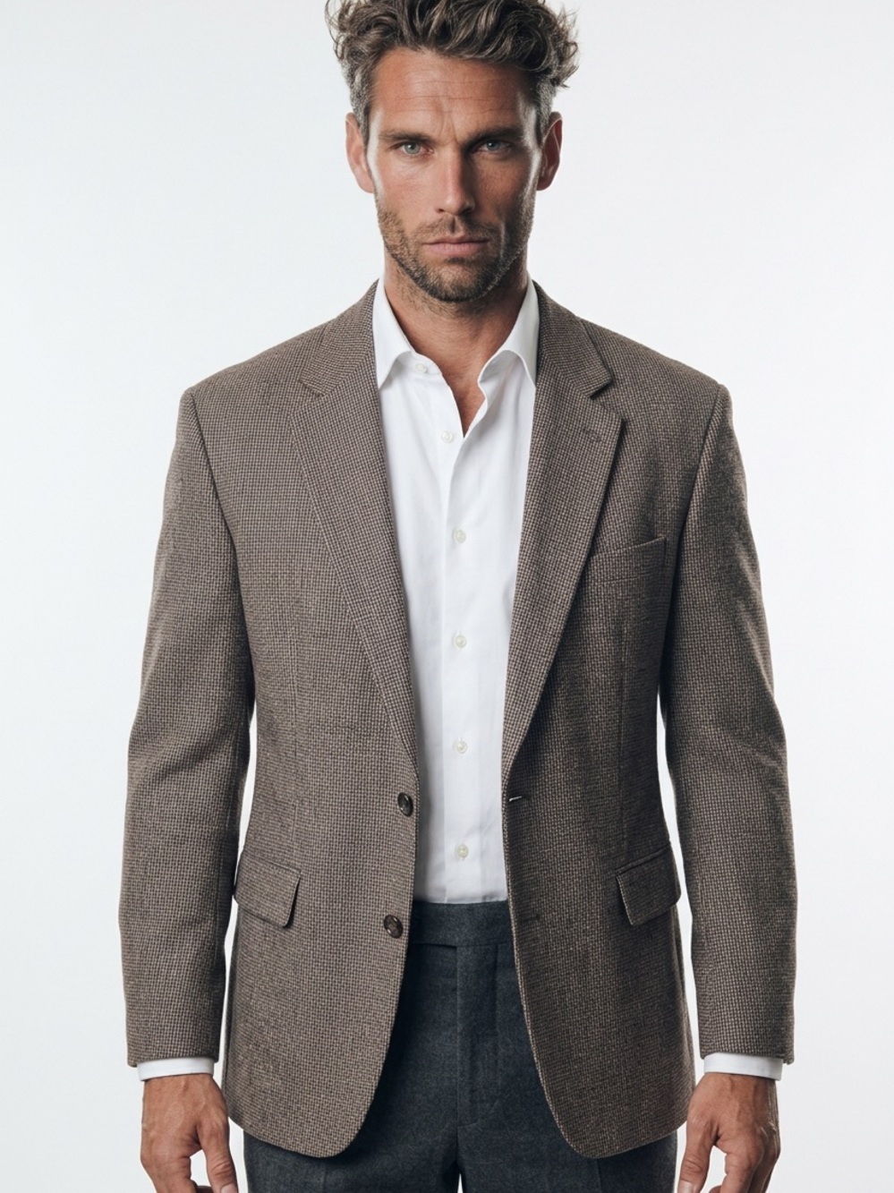 LAUREN RALPH LAUREN | Brown Houndstooth Plaid Two-Button Blazer Men’s Size 48R